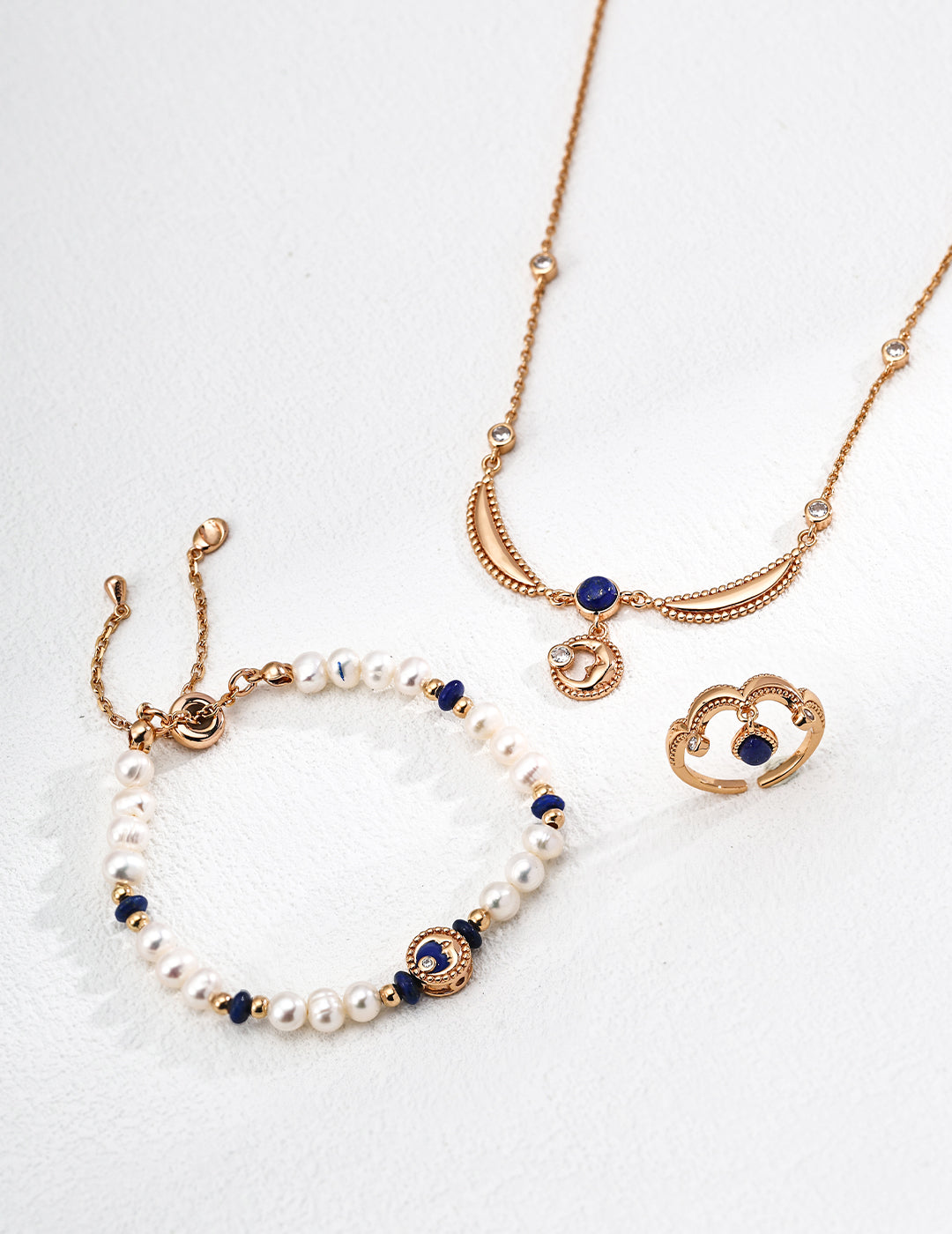 Vintage Sterling Silver Natural Pearl and Lapis Lazuli Bracelet