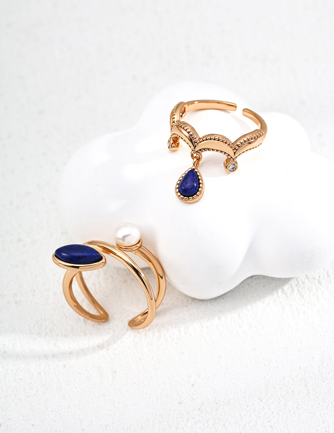 Sterling Silver Vintage Natural Lapis Lazuli & Cubic Zirconia Ring