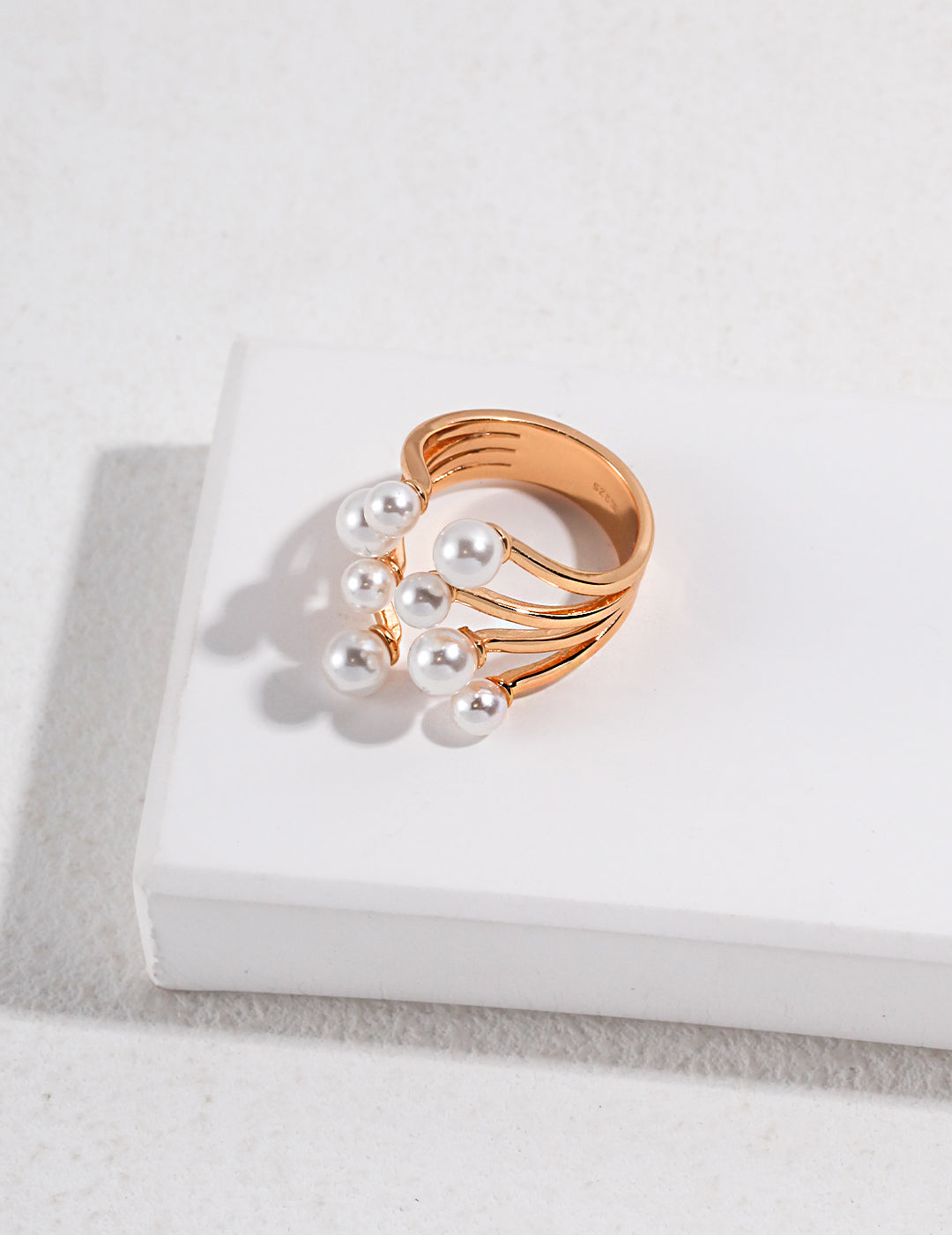 Solid Sterling Silver Bud & Shell Pearl Ring