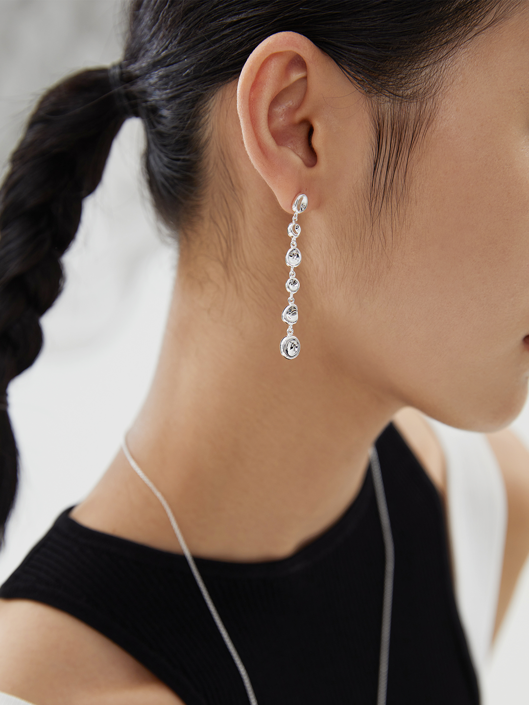 Pure Sterling Silver Extended Dangle Earrings