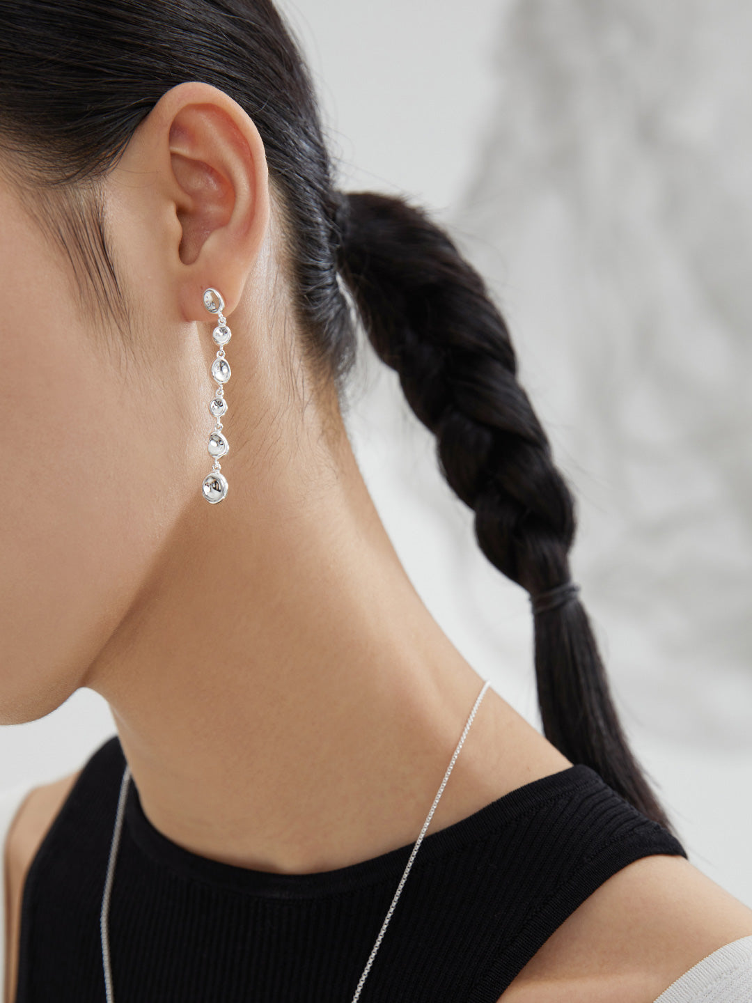 Pure Sterling Silver Extended Dangle Earrings