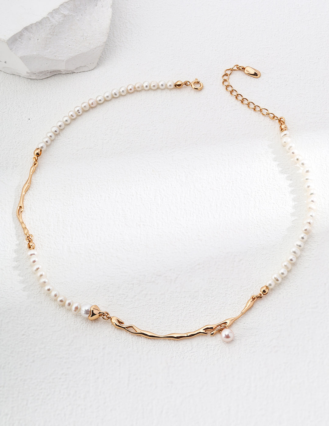 Minimalist Sterling Silver Pearl Necklace