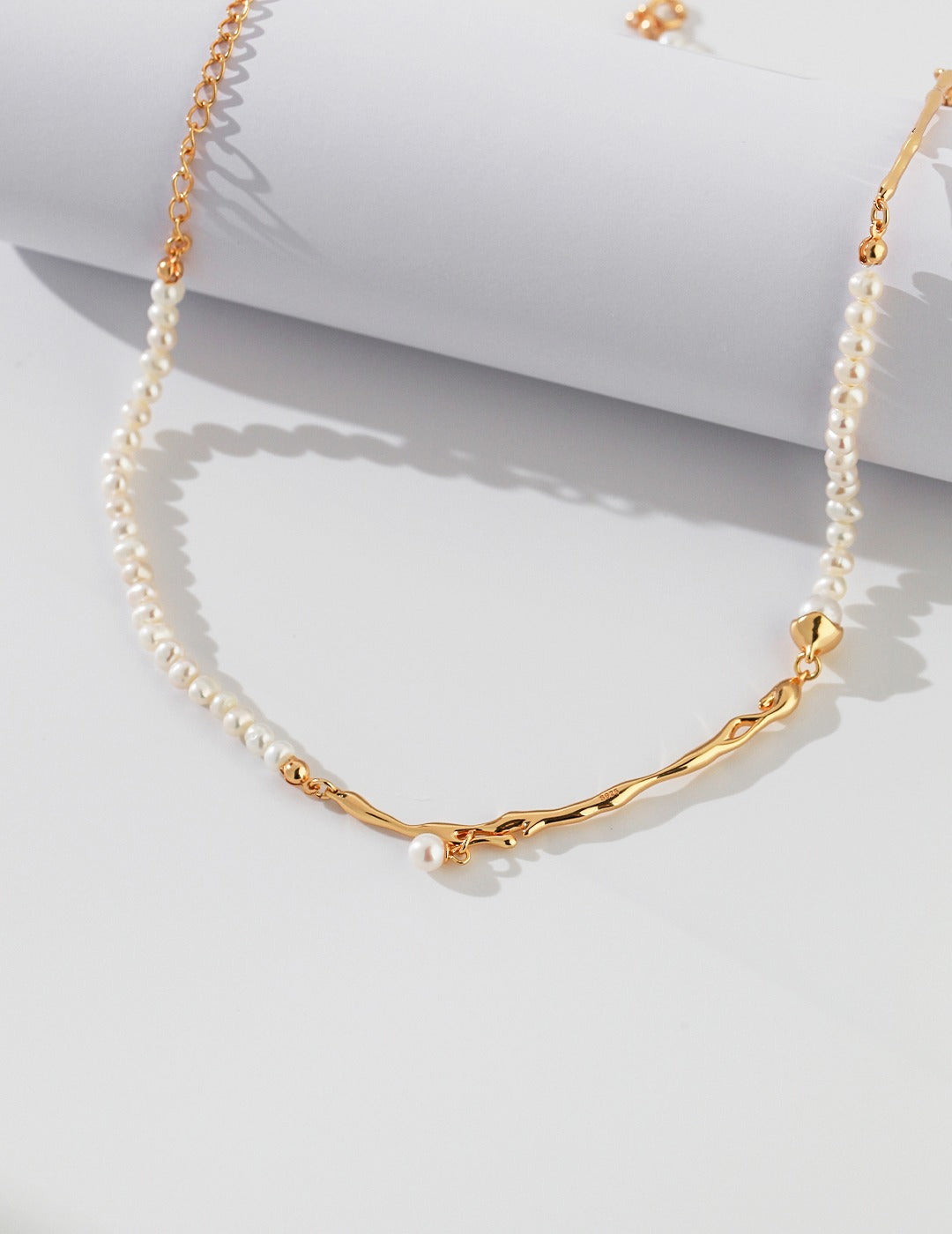 Minimalist Sterling Silver Pearl Necklace