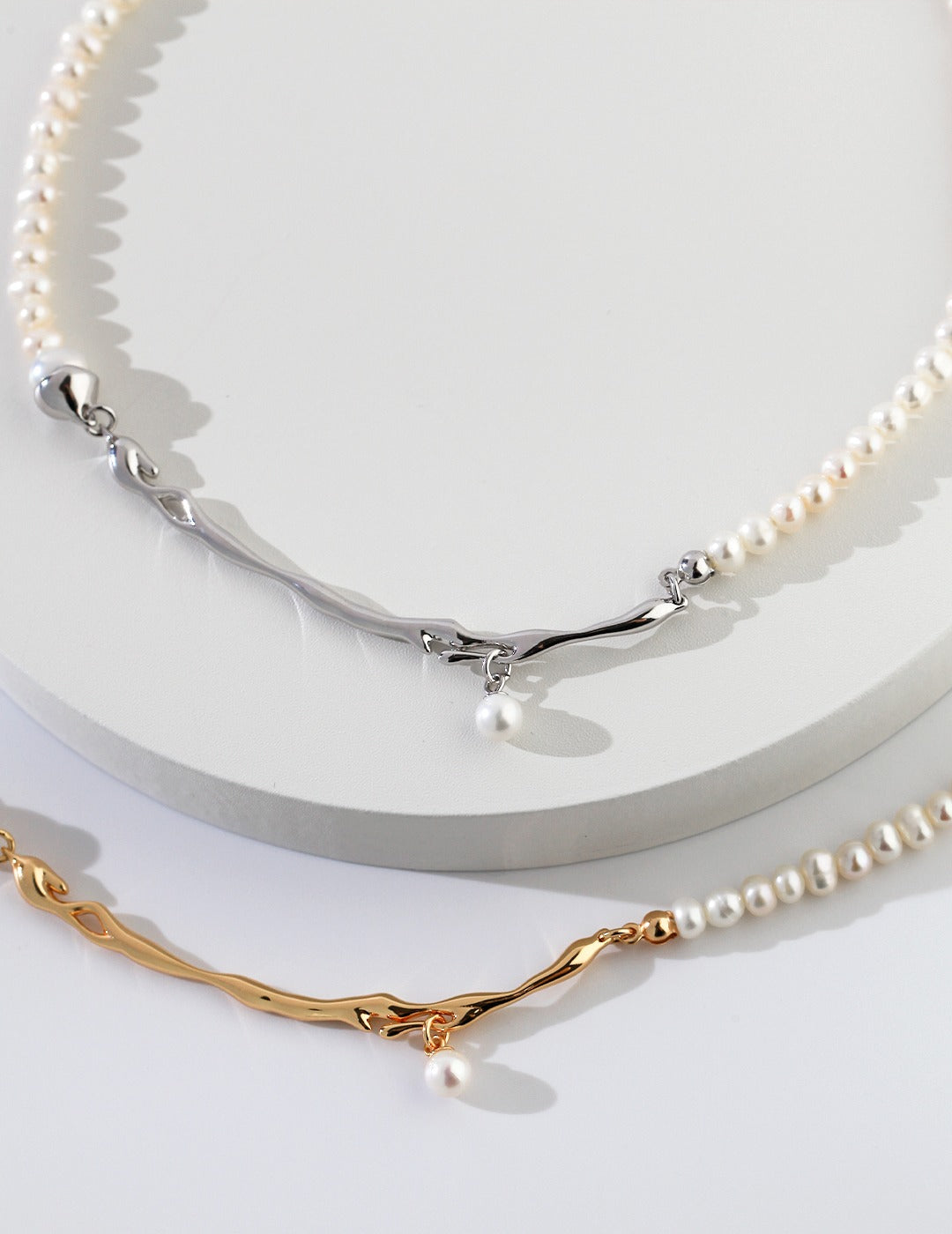 Minimalist Sterling Silver Pearl Necklace