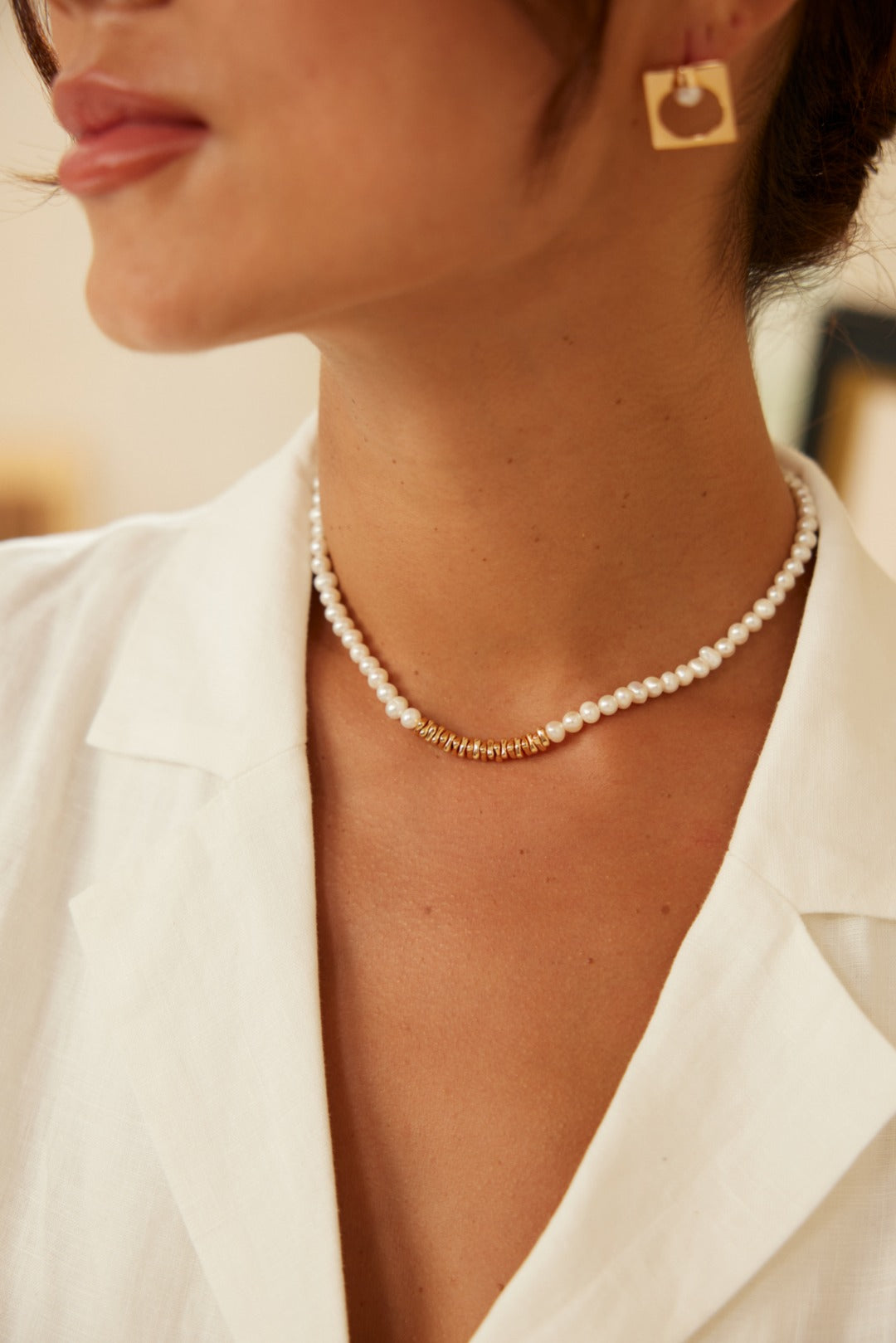 Granulated Sterling Silver Pearl Necklace: Refined Simplicity and Grace