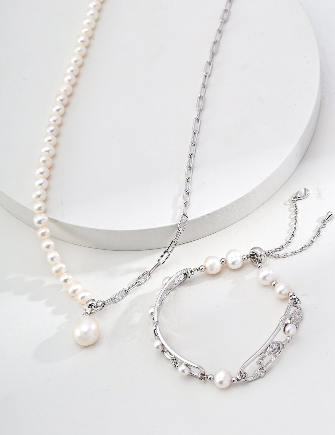 Vintage Sterling Silver Natural Pearl Bracelet