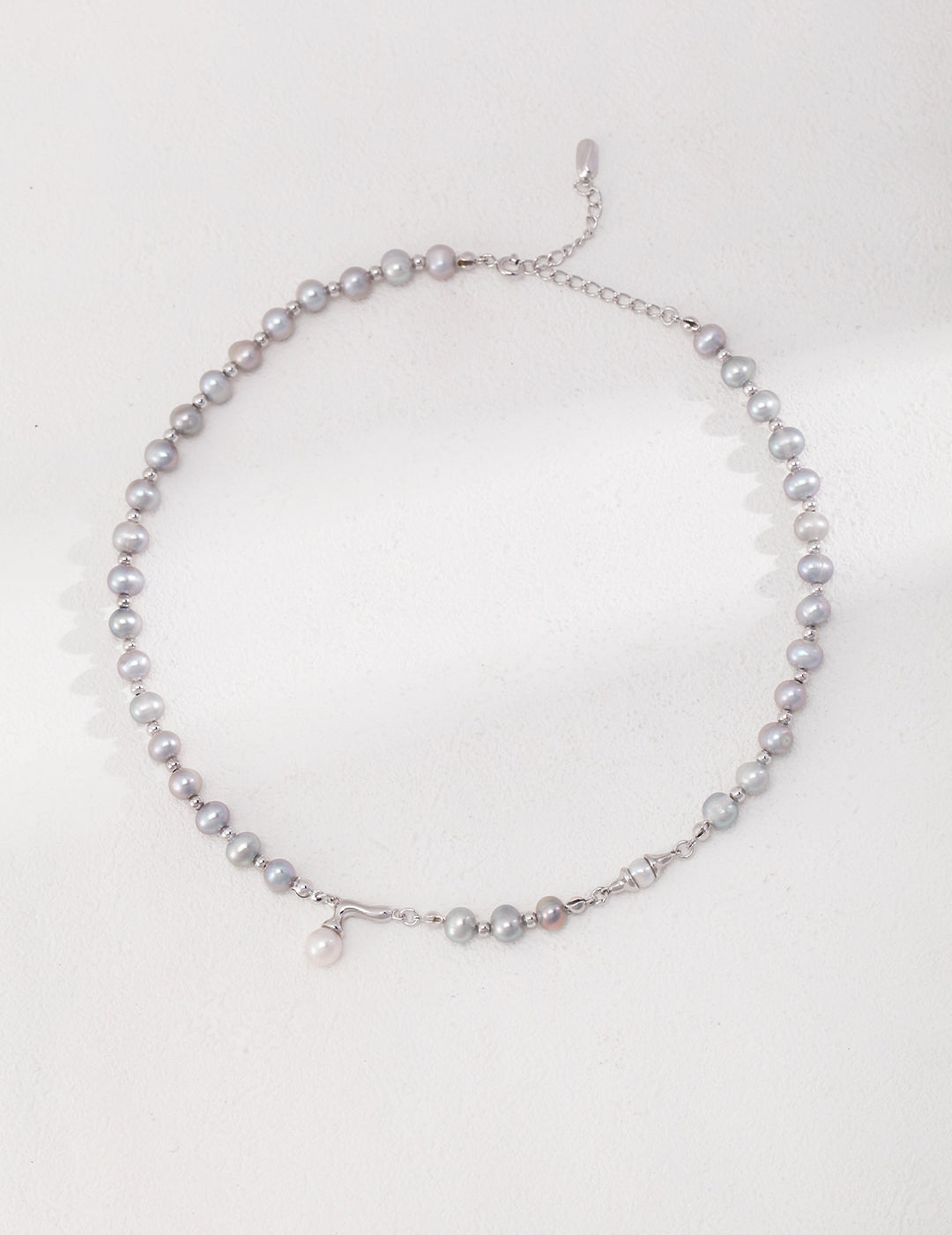 Sterling Silver Grey Pearl Necklace