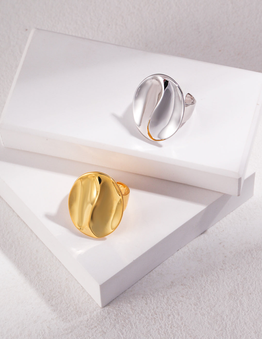 Polished Sterling Silver Ring with Metallic Finish