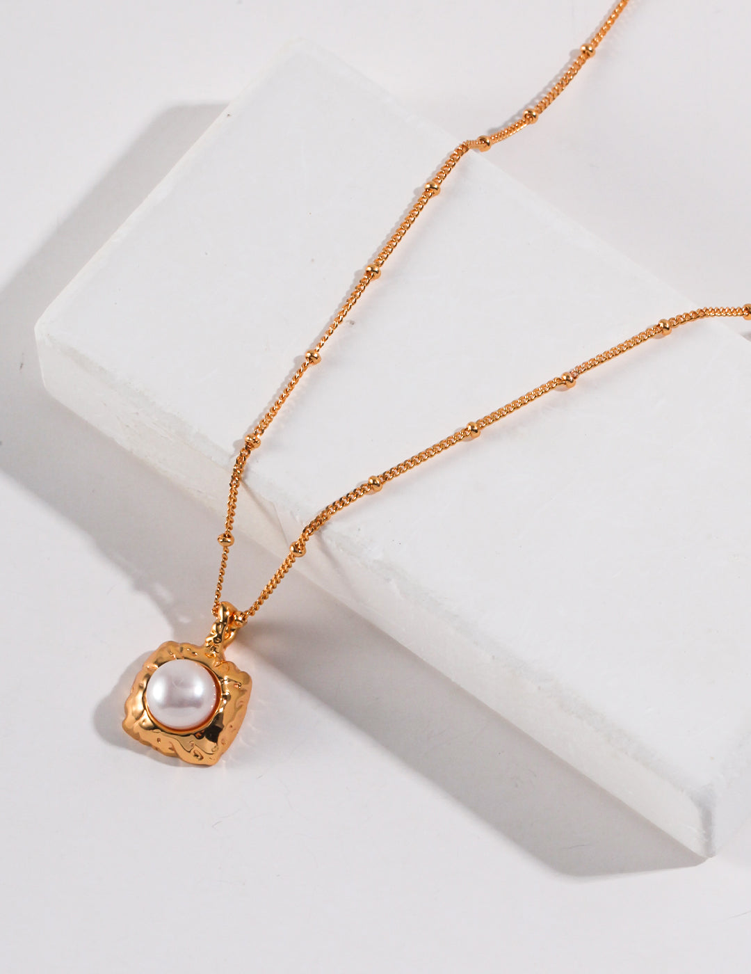 Hand-Carved Sterling Silver Pearl Necklace