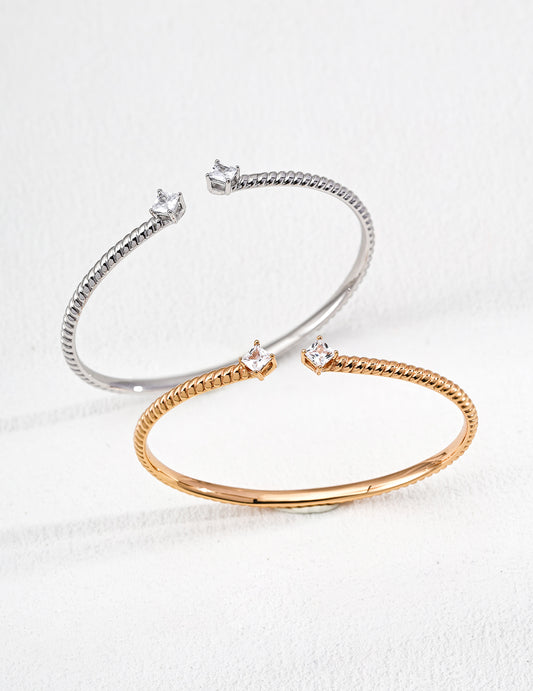 Adjustable S925 Sterling Silver Cubic Zirconia Bracelet