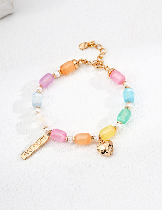 Fresh & Minimalist Sterling Silver Iridescent Barrel Pearl Bracelet