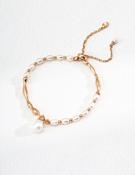 Sterling Silver Natural Pearl Bracelet