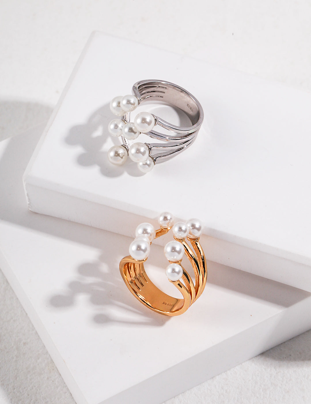 Solid Sterling Silver Bud & Shell Pearl Ring