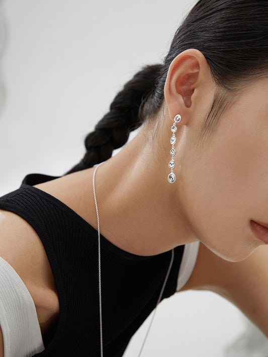 Pure Sterling Silver Extended Dangle Earrings