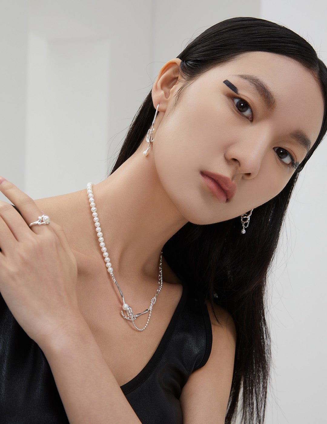 Withered Nest Pearl Necklace in Sterling Silver‌