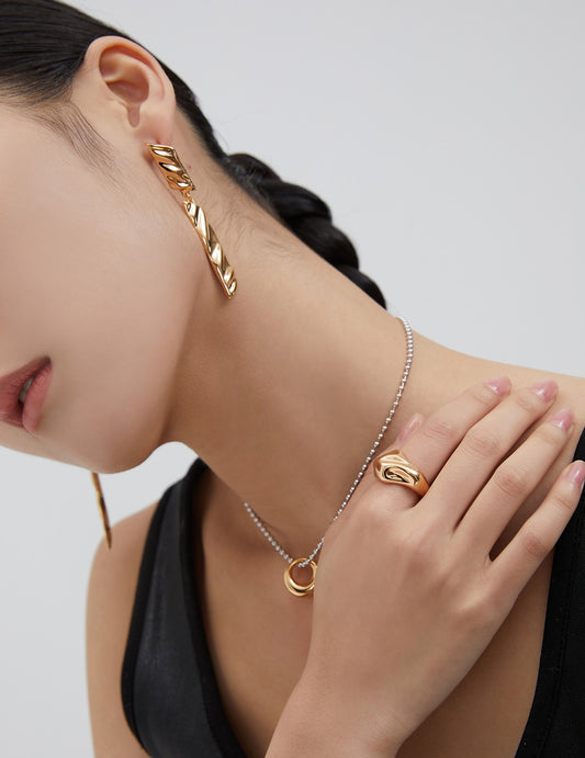 ‌Artisanal Sterling Silver Free-Form Texture Earrings