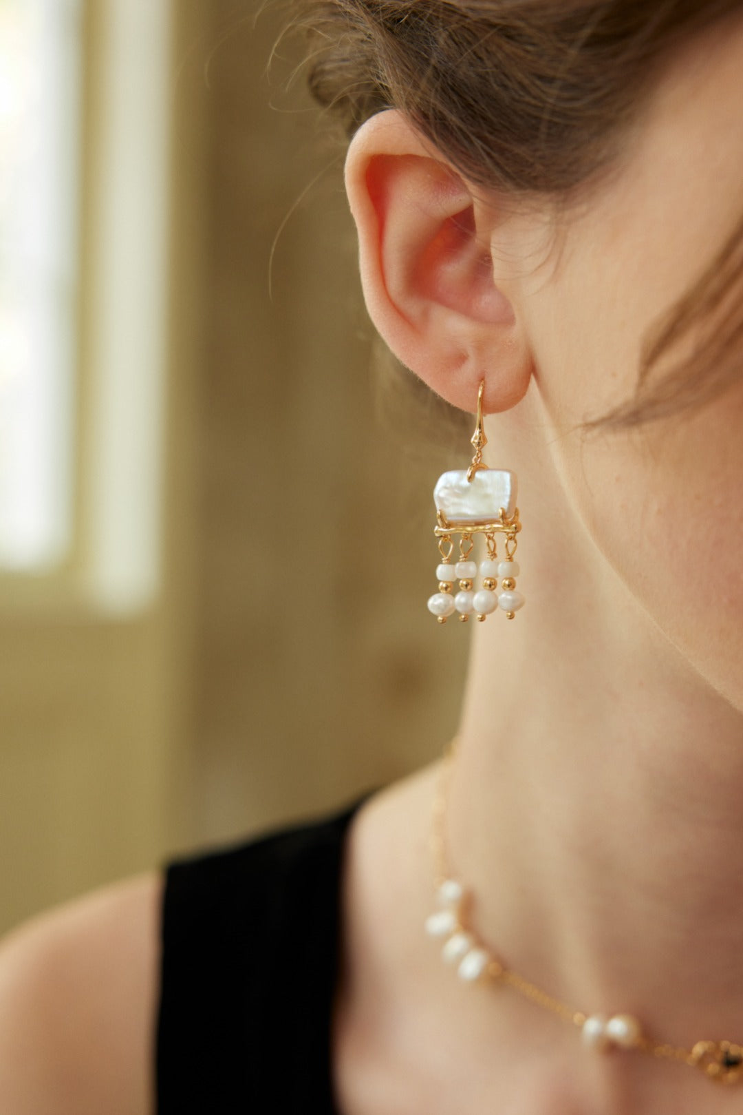 Designer Natural Mother of Pearl S925 Sterling Silver Earrings