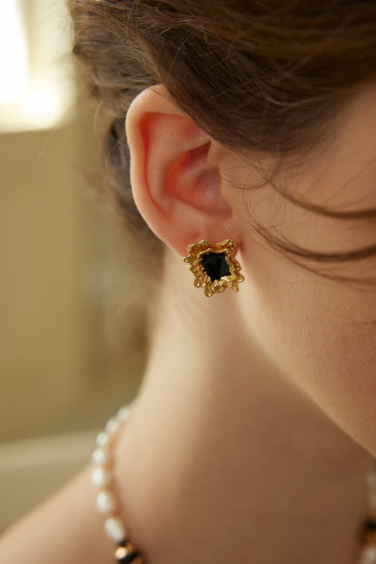 ‌Minimalist Black Onyx .925 Sterling Silver Earrings