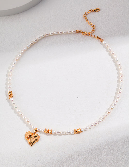 Heart Sterling Silver Necklace with Pearl