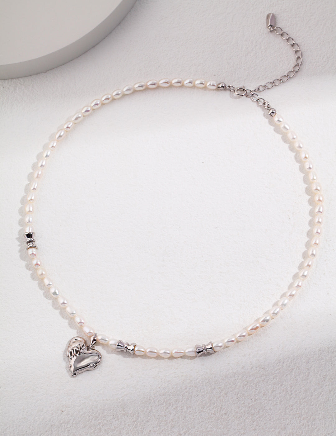 Heart Sterling Silver Necklace with Pearl