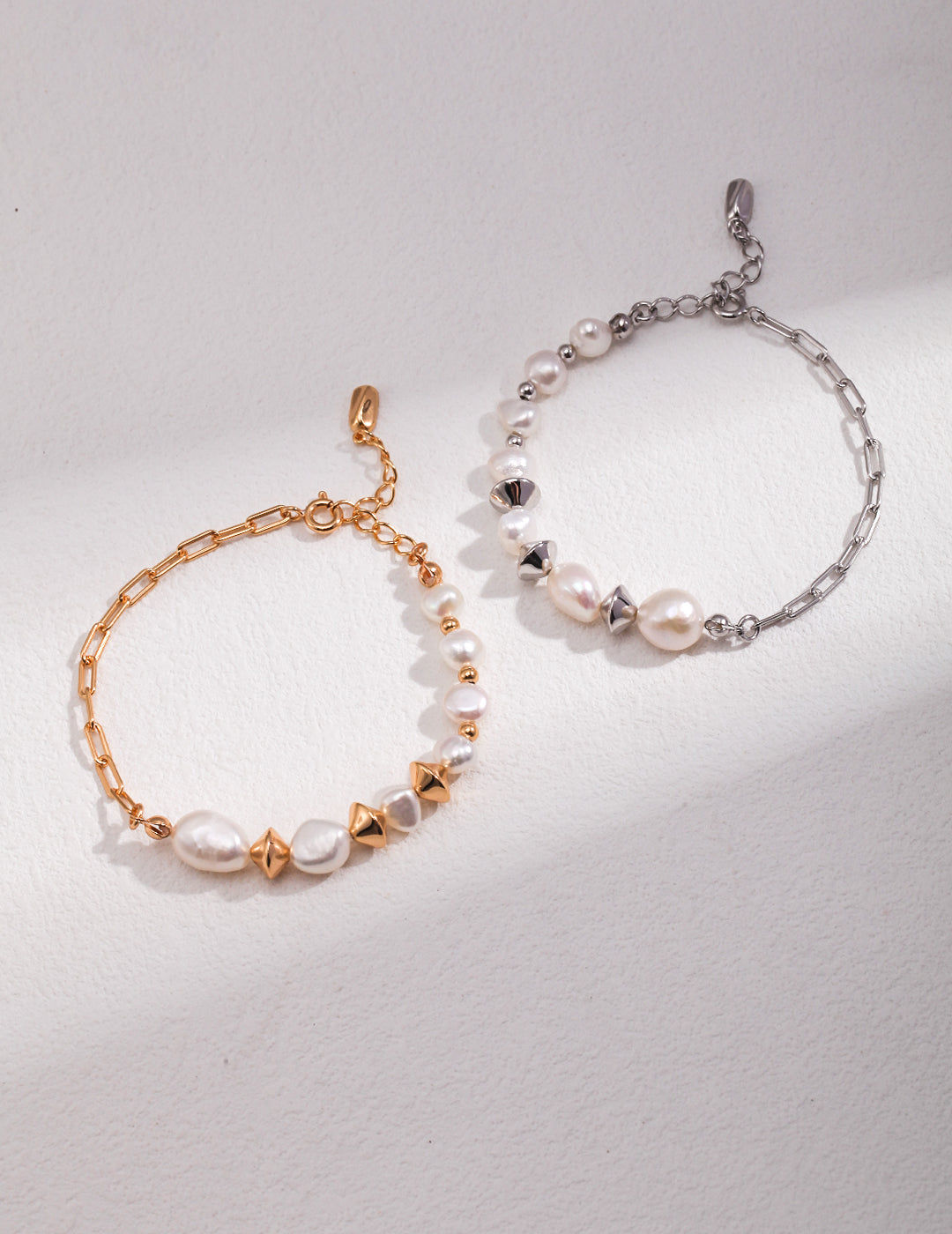 Natural Potato-Shaped Baroque Pearl Sterling Silver Bracelet‌