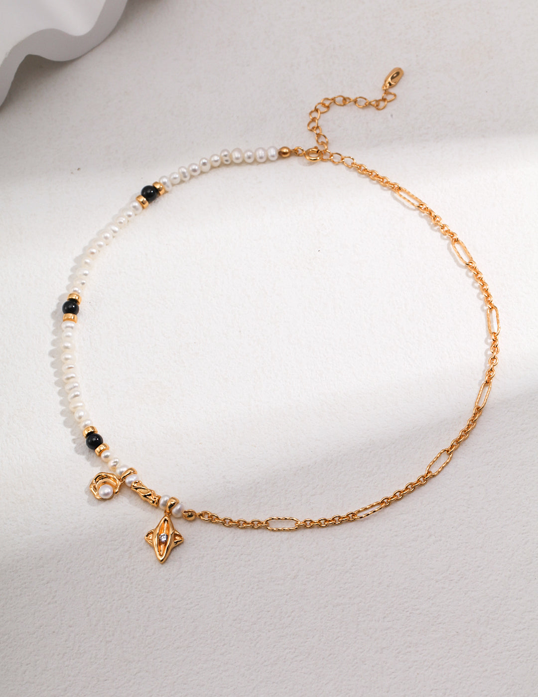 Crescent & Star Design Collection: Sterling Silver Pearl Necklace