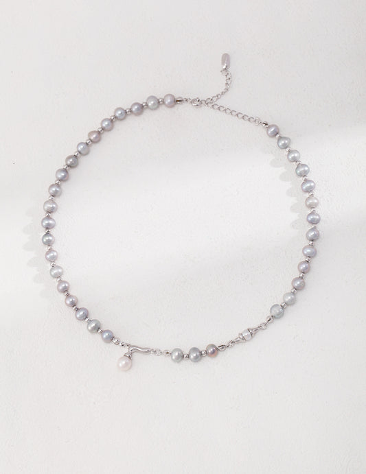 Sterling Silver Grey Pearl Necklace