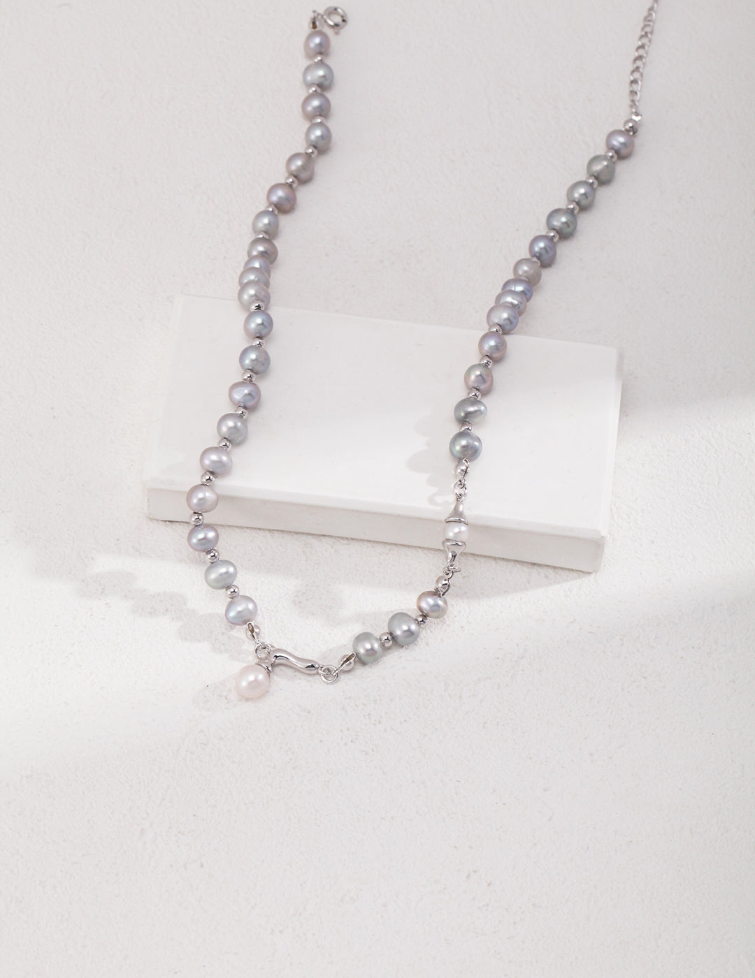 Sterling Silver Grey Pearl Necklace