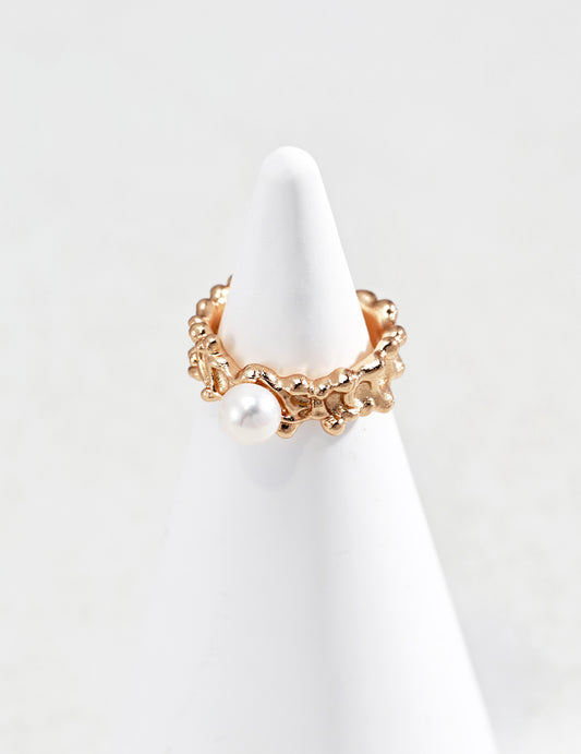 Marine Wave Collection: Solid Sterling Silver & Natural Pearl Ring