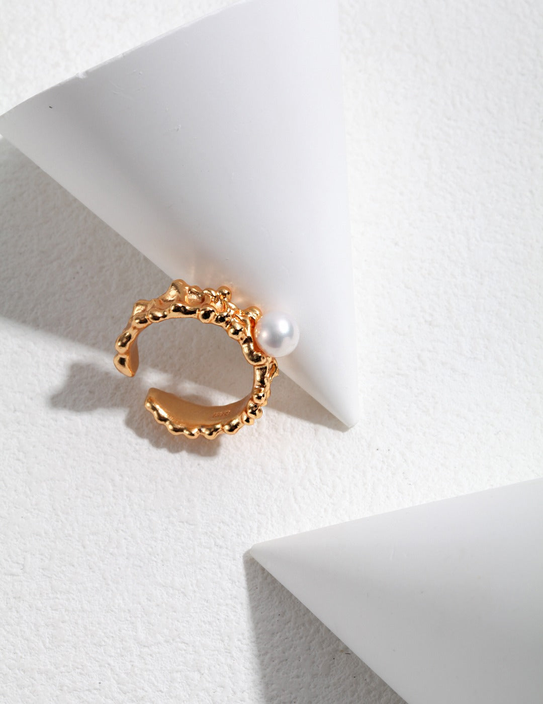 Marine Wave Collection: Solid Sterling Silver & Natural Pearl Ring
