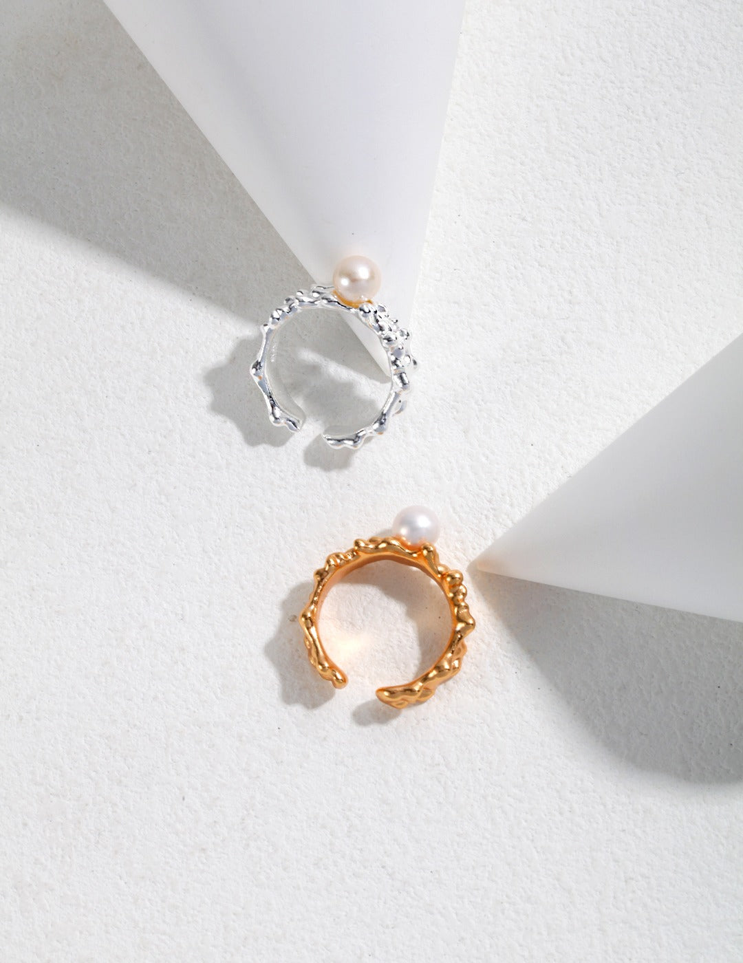 Marine Wave Collection: Solid Sterling Silver & Natural Pearl Ring