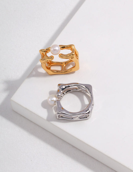 Solid Sterling Silver Natural Pearl Ring